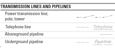 Transmission lines and pipelines symbols.