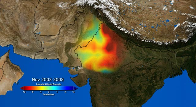 depletion of groundwater in northwestern India between 2002 and 2008