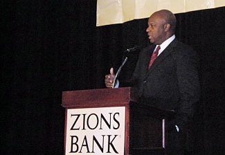 ck Wade, Deputy Chief of Staff, Department of Commerce, speaks at the Zions Bank's 8th Annual International Trade and Business Conference in Salt Lake City, Utah on May 20, 2009. (U.S. Department of Commerce photo)