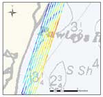 Example of single-beam bathymetric data coverage