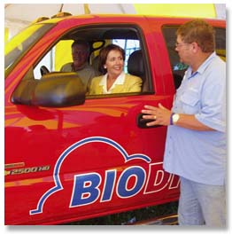 Test driving a biofuel truck
