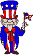 Image of Uncle Sam holding a small flag