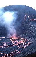 Lava pours back into vent during drainback, Kilauea Iki Crater