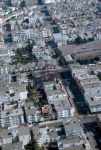 Aerial View of Collapsed Buildings: Aerial view of collapsed buildings and burned-out section at Beach and Divisadero Streets, Marina District.