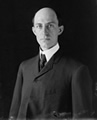 Wilbur Wright, age 38, head and shoulders, about 1905; one of the earliest published photographs of him