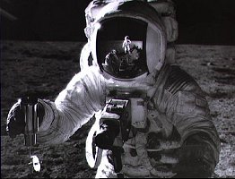 This is a picture of Pete Conrad
 on the Moon.