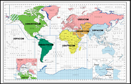 Map-the World With Commander' Area of Responsibility