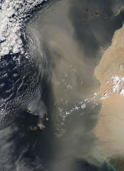 Airborne dust off coast of Africa