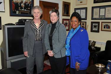 Congresswoman Sheila Jackson Lee meets with Mayor of Galveston Lyda Ann Thomas and Secretary of Homeland Security Janet Napolitano on Gulf Coast reconstruction efforts.