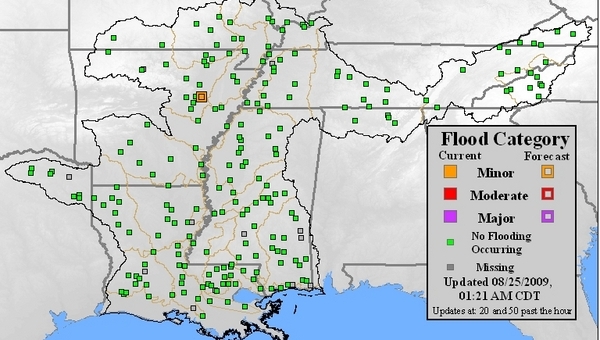 View of forecast river conditions