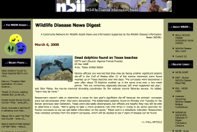Screenshot of the Wildlife Disease News Digest