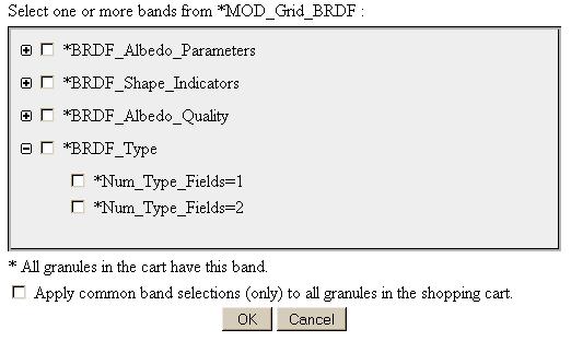 example band selection dialog