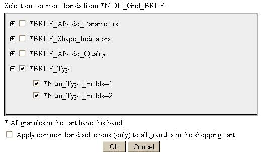 example band selection dialog