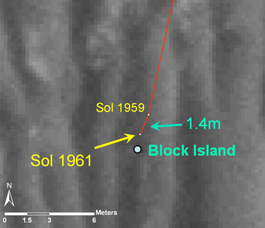 This image shows Opportunity's traverse map through sol 1961