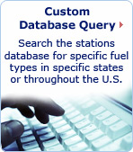 Custom Database Query: Search the stations database for specific fuel types in specific states or throughout the U.S. Photo of a hand typing on a computer keyboard.