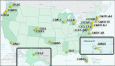 U.S. Map displaying Cooperative Institute Locations