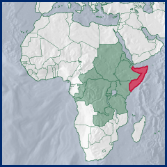 Map of East Africa highlighting Somalia