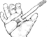 Illustration of a Velcro® strap holding a toothbrush.