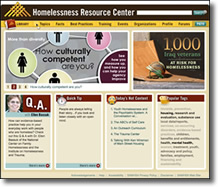 Screenshot of the Homelessness Resource Center website - Click here to visit the website