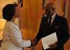 U.S. Ambassador Marcia S. Bernicat presents credentials to President Abdoulaye Wade