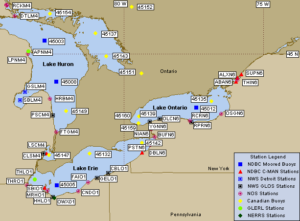 Eastern Great Lakes Map...click for current observation