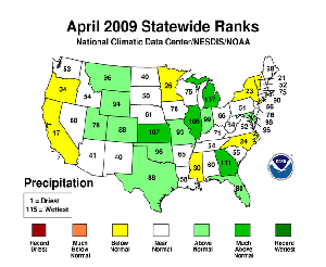 March 2009 Statewide Precipitation ranks.