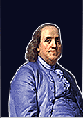Painting of Benjamin Franklin with a black background