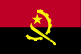 Flag of Angola is two equal horizontal bands of red (top) and black with a centered yellow emblem consisting of a five-pointed star within half a cogwheel crossed by a machete (in the style of a hammer and sickle).