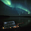 Green Aurora with Raft