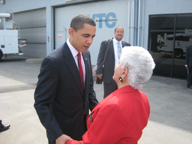 Rep. Napolitano meets President Obama in Pomona