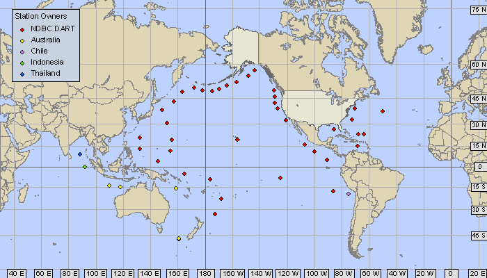 Map showing DART buoy locations