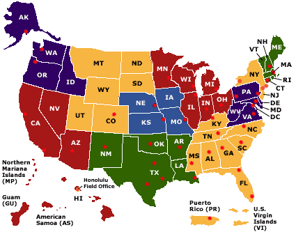 Map of all 10 HUD Regions