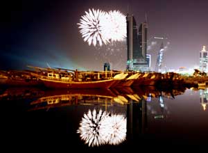 Fireworks light up the sky on the seafront in Manama, Bahrain, May 2, 2007. [© AP Images]