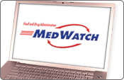 laptop computer with MedWatch logo on screen