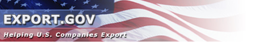 Export.gov - Helping U.S. Companies Export (text is in front of American flag)