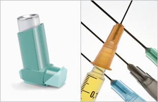 Two combination products- asthma inhaler and pre-filled syringes