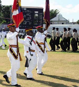 Men participate in parade marking 25th anniversary of Antigua's independence, St. John, Antigua. November 1, 2006. [© AP Images]
