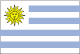Flag of Uruguay is nine equal horizontal stripes of white (top and bottom) alternating with blue; a white square in the upper hoist-side corner with a yellow sun bearing a human face with 16 rays that alternate between triangular and wavy.