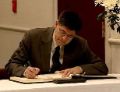 Date: 08/21/2009 Description: On August 21, Deputy Secretary Jacob Lew signed the Condolence Book for Former Korean President Kim Dae-jung at the Embassy of the Republic of Korea in Washington, DC. © State Dept Image from Video