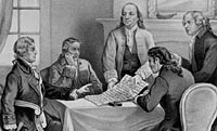 Image of Jefferson, Franklin, and others in discussion