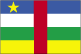 Flag of Central African Republic is four equal horizontal bands of blue (top), white, green, and yellow with a vertical red band in center; there is a yellow five-pointed star on the hoist side of the blue band.