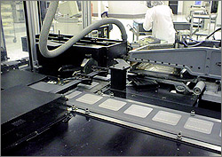Photograph of a solar cell manufacturing plant.