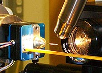 Close-up of the area where the sample is placed shows the on-axis visualization lens that designers incorporated to make the beamline easier to use.