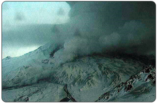 Mount Redoubt Volcano in Alaska, March 23, 2009.  [Photo Credit: AVO/USGS].