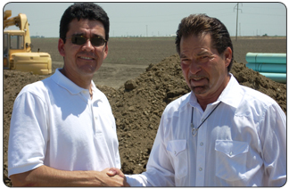 Commissioner of  the Bureau of Reclamation Mike Connor and Dennis Falaschi, General Manager, Panoche and Pacheco Water Districts. The Panoche and Pacheco districts will receive part of the $40 million in drought relief funding. 