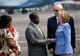 DRC Ministry of Foreign Affairs meeting Secretary of State Hillary Clinton at arrival at airport