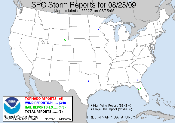 Today's severe weather reports