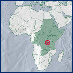 Map of East Africa highlighting Burundi