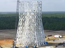 Work continues on the new A-3 Test Stand at Stennis. The stand will be used to test the new J-2X rocket engine.