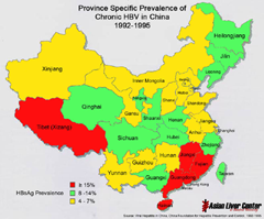 HBV China Incidence Map